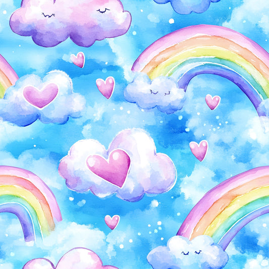 Nursery Rainbows and Hearts Pattern 10 Quilting Cotton Fabric