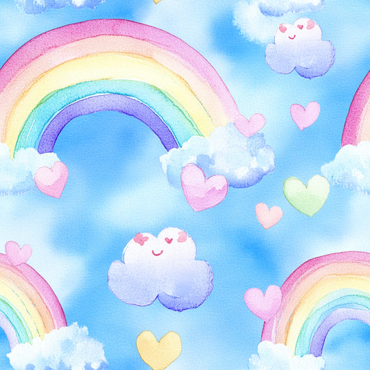 Nursery Rainbows and Hearts Pattern 11 Quilting Cotton Fabric