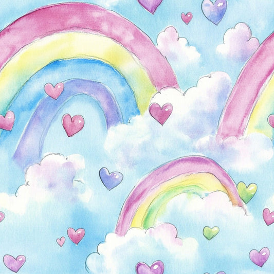 Nursery Rainbows and Hearts Pattern 12 Quilting Cotton Fabric