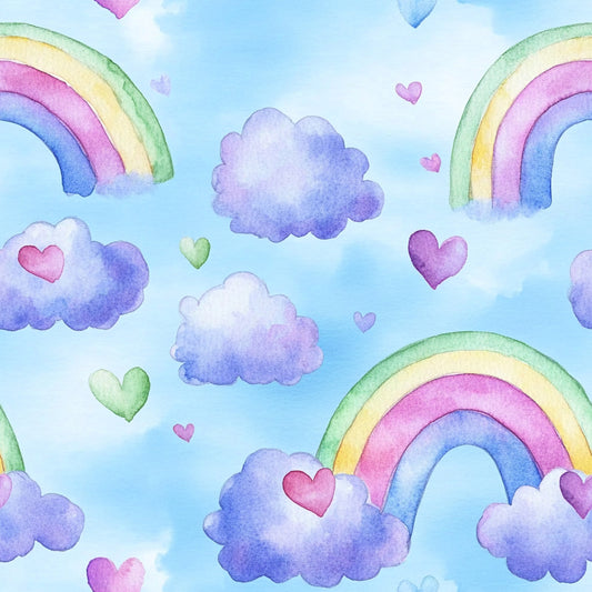 Nursery Rainbows and Hearts Pattern 13 Quilting Cotton Fabric
