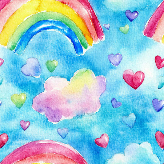 Nursery Rainbows and Hearts Pattern 14 Quilting Cotton Fabric