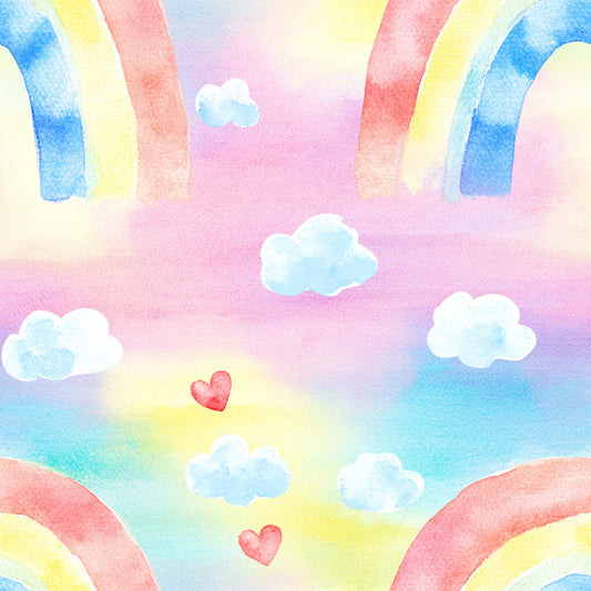 Nursery Rainbows and Hearts Pattern 15 Quilting Cotton Fabric