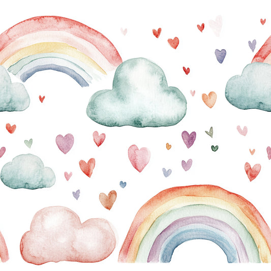 Nursery Rainbows and Hearts Pattern 2 Quilting Cotton Fabric