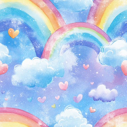 Nursery Rainbows and Hearts Pattern 3 Quilting Cotton Fabric