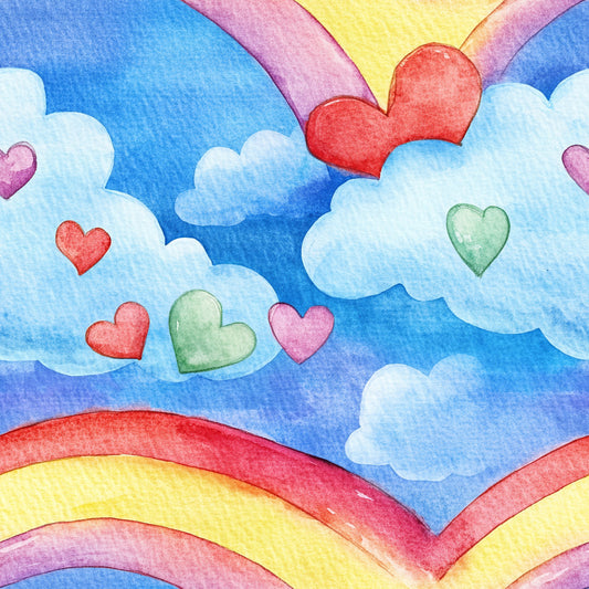 Nursery Rainbows and Hearts Pattern 4 Quilting Cotton Fabric
