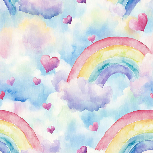 Nursery Rainbows and Hearts Pattern 5 Quilting Cotton Fabric