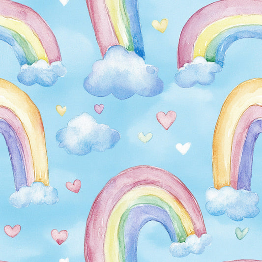 Nursery Rainbows and Hearts Pattern 6 Quilting Cotton Fabric