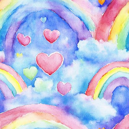 Nursery Rainbows and Hearts Pattern 7 Quilting Cotton Fabric
