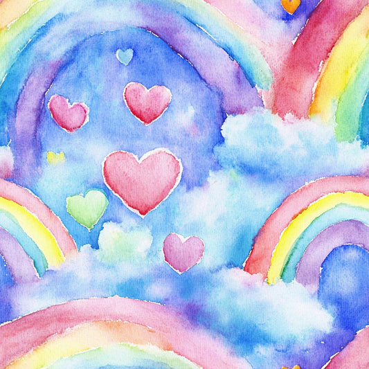 Nursery Rainbows and Hearts Pattern 7 Quilting Cotton Fabric