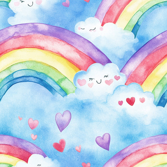 Nursery Rainbows and Hearts Pattern 8 Quilting Cotton Fabric