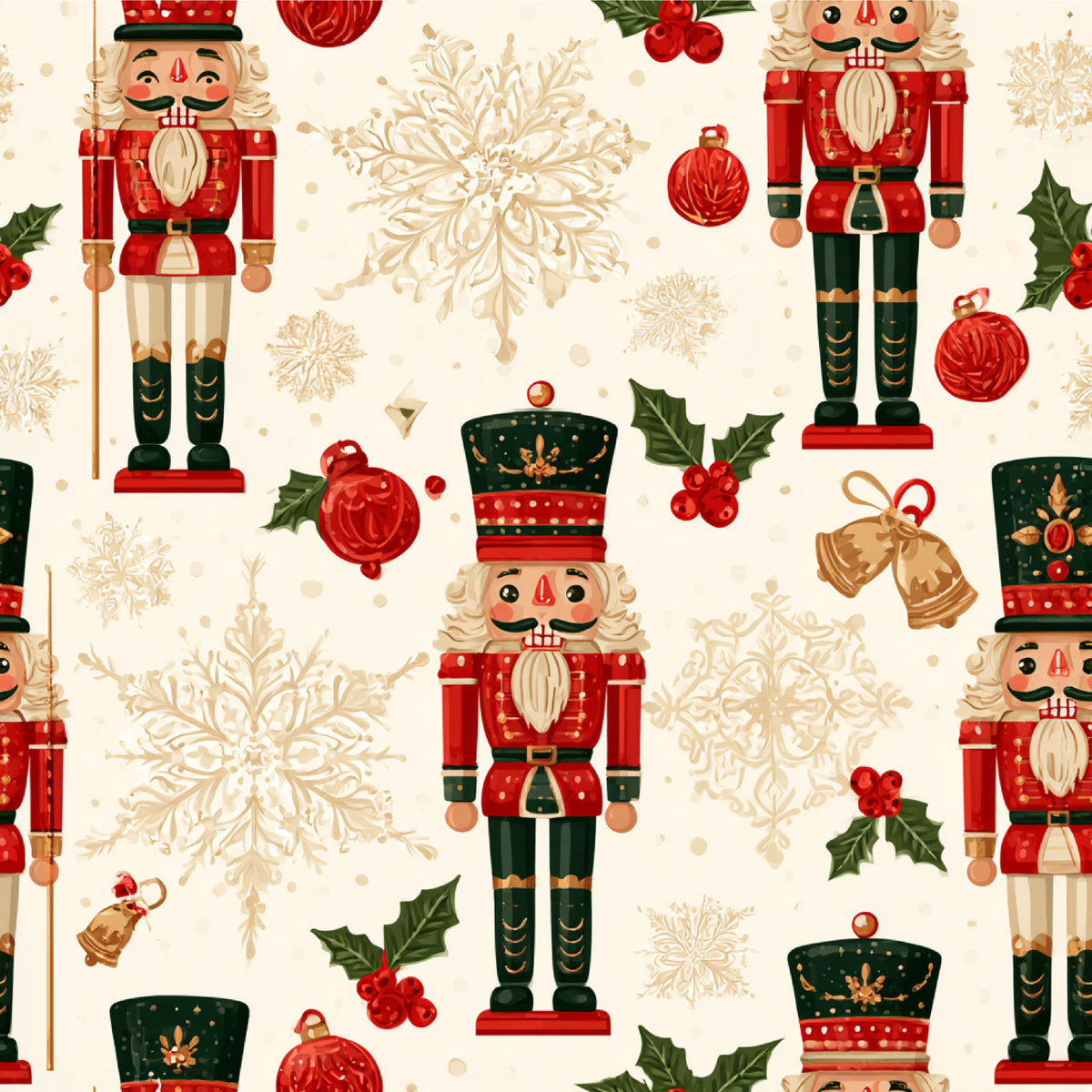 Nutcracker Holiday Cheer Pattern 4 Quilting Cotton Fabric