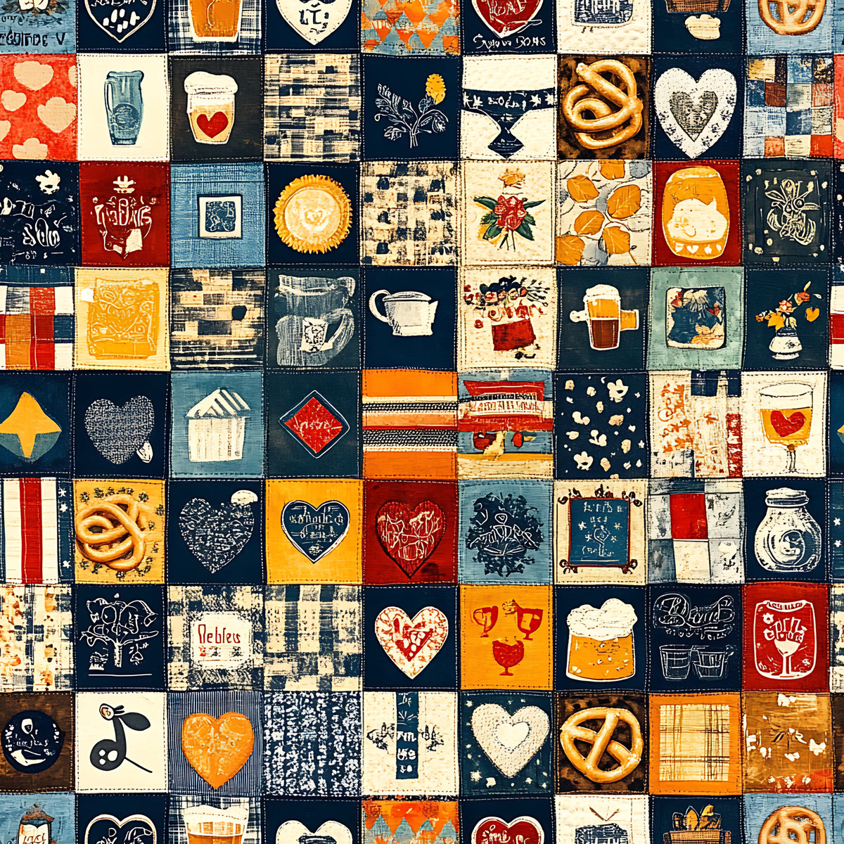 Oktoberfest Patch Quilt Sampler Pattern 16 Quilting Cotton Fabric
