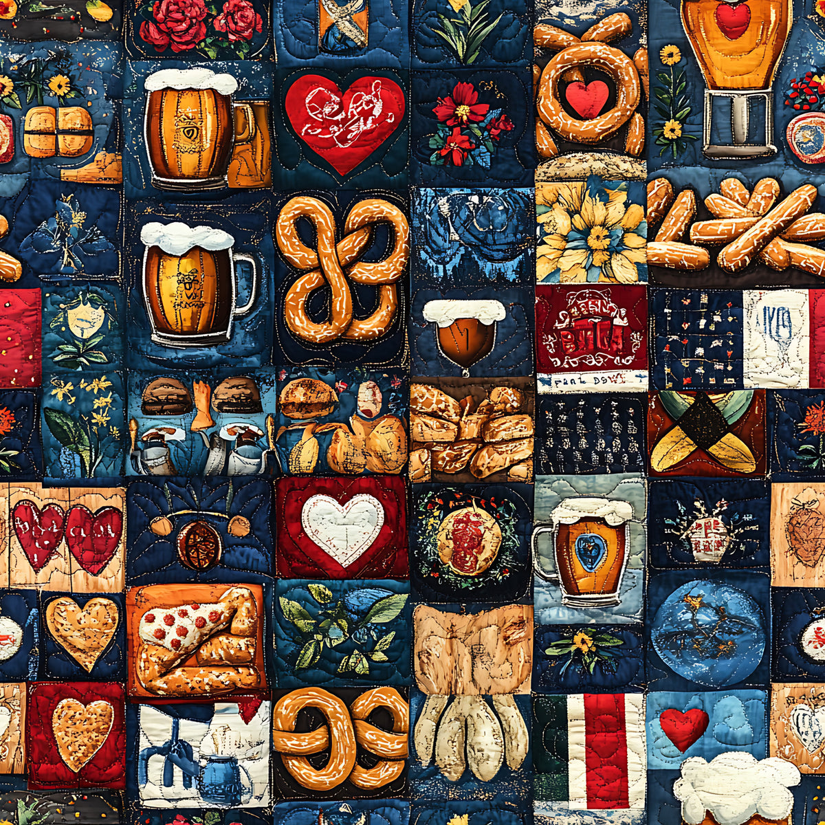 Oktoberfest Patch Quilt Sampler Pattern 18 Quilting Cotton Fabric