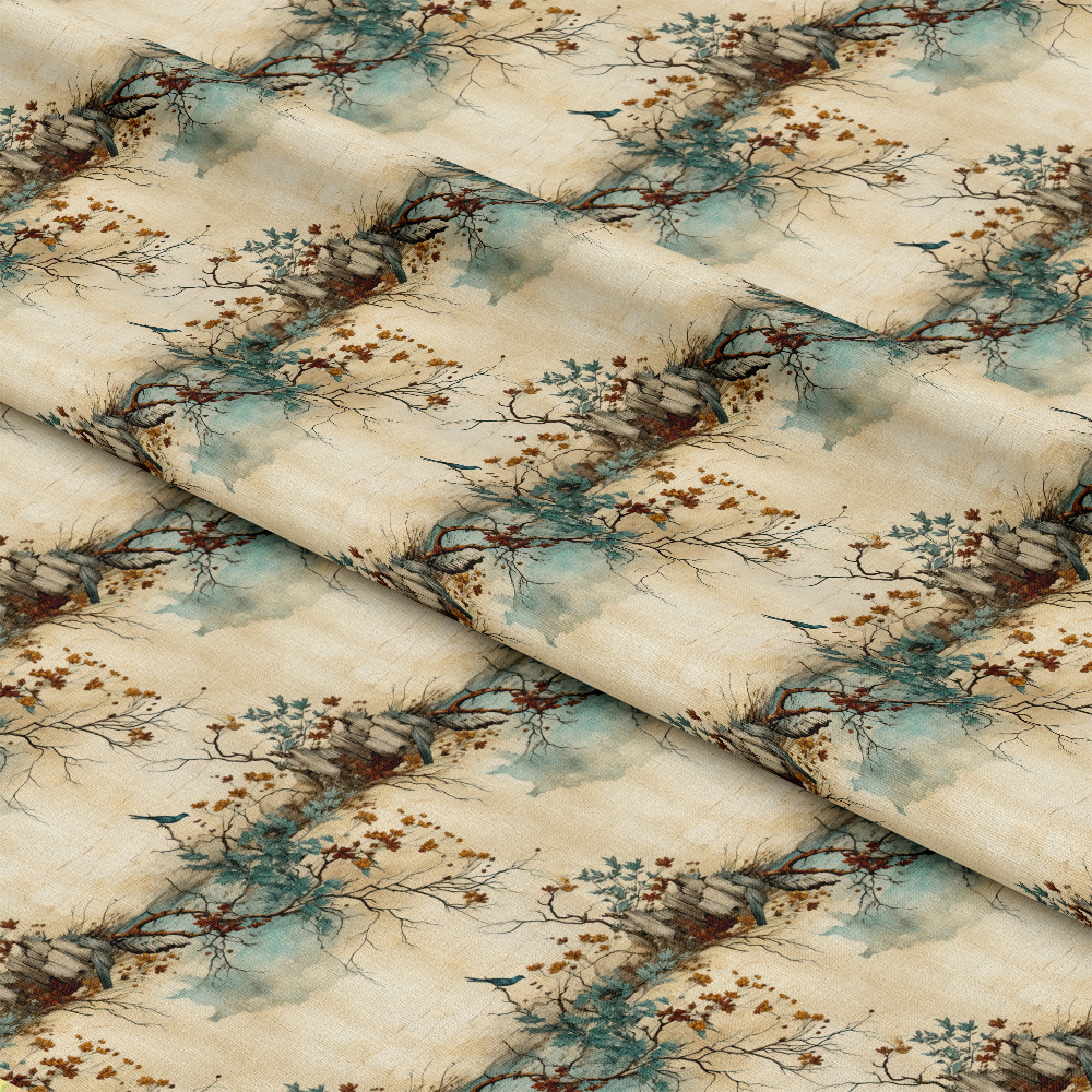 - Old Tree Groves Pattern 1 Quilting Cotton Fabric  
- beige, tan, brown, blue, teal, green  
- tree branches, foliage, natural, organic, rustic  
- cotton textile, quilting fabric, yardage  
- soft texture, artistic, vintage style  
- autumn colors, nature-inspired, fabric material