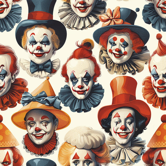 Old Timey Clown Pattern 12 Quilting Cotton Fabric
