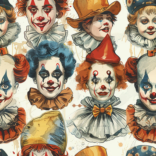 Old Timey Clown Pattern 2 Quilting Cotton Fabric