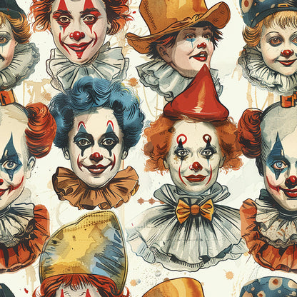 Old Timey Clown Pattern 2 Quilting Cotton Fabric