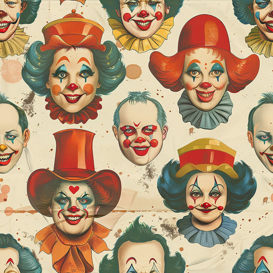 Old Timey Clown Pattern 3 Quilting Cotton Fabric