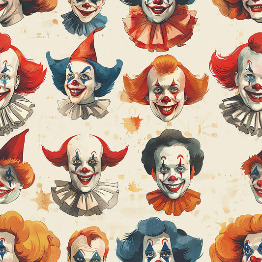 Old Timey Clown Pattern 4 Quilting Cotton Fabric