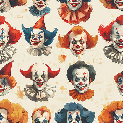 Old Timey Clown Pattern 4 Quilting Cotton Fabric