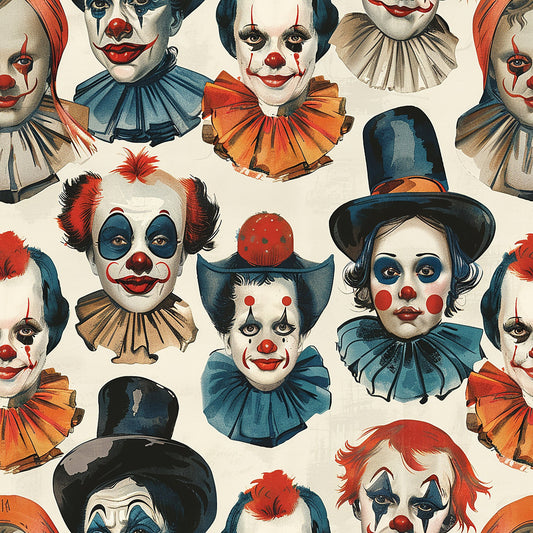 Old Timey Clown Pattern 5 Quilting Cotton Fabric