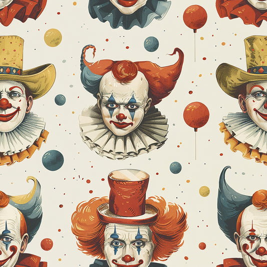 Old Timey Clown Pattern 6 Quilting Cotton Fabric