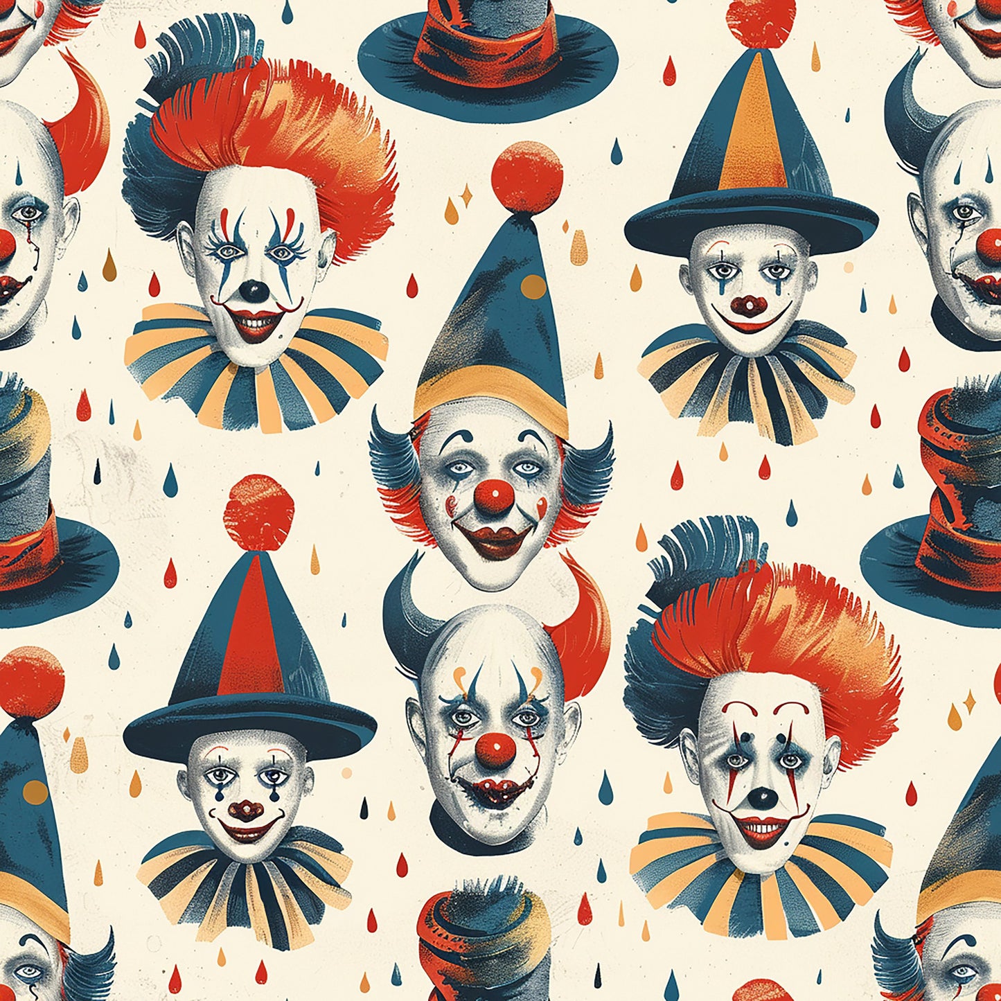 Old Timey Clown Pattern 7 Quilting Cotton Fabric
