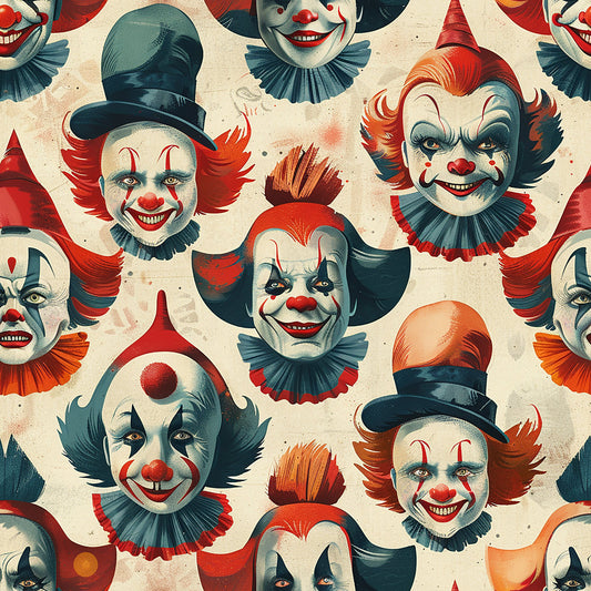 Old Timey Clown Pattern 8 Quilting Cotton Fabric