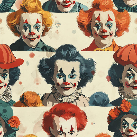 Old Timey Clown Pattern 9 Quilting Cotton Fabric
