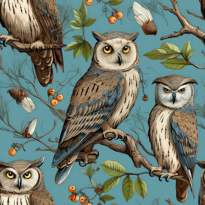 Owl Ephemera Pattern 10 Quilting Cotton Fabric