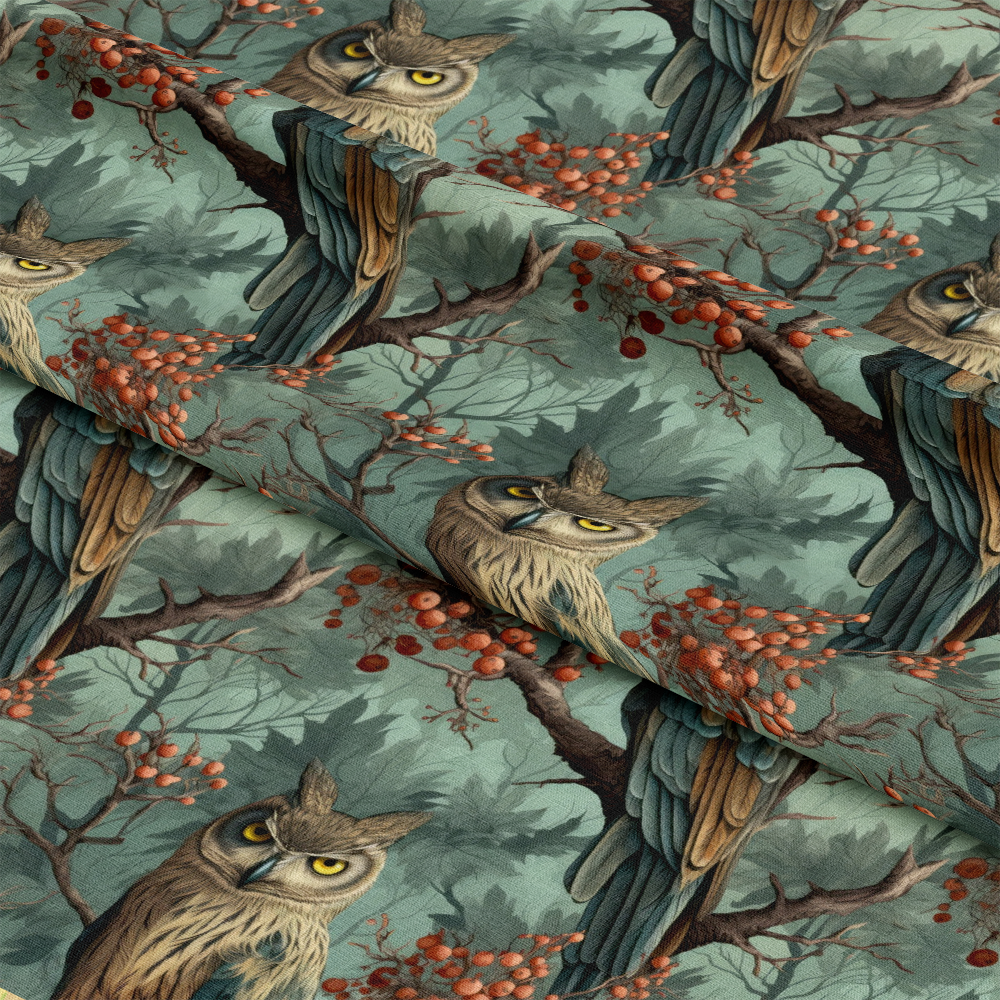 Owl Ephemera Pattern 2 Quilting Cotton Fabric