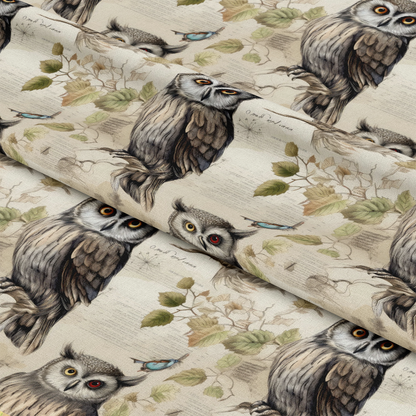 Owl Ephemera Pattern 6 Quilting Cotton Fabric