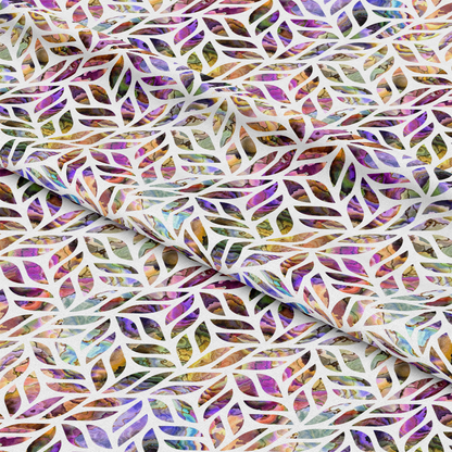 - Oyster Shell Pattern 30 Quilting Cotton Fabric 
- multicolor 
- purple 
- green 
- orange 
- white background 
- quilting 
- cotton 
- leaf design 
- textured 
- yardage fabric