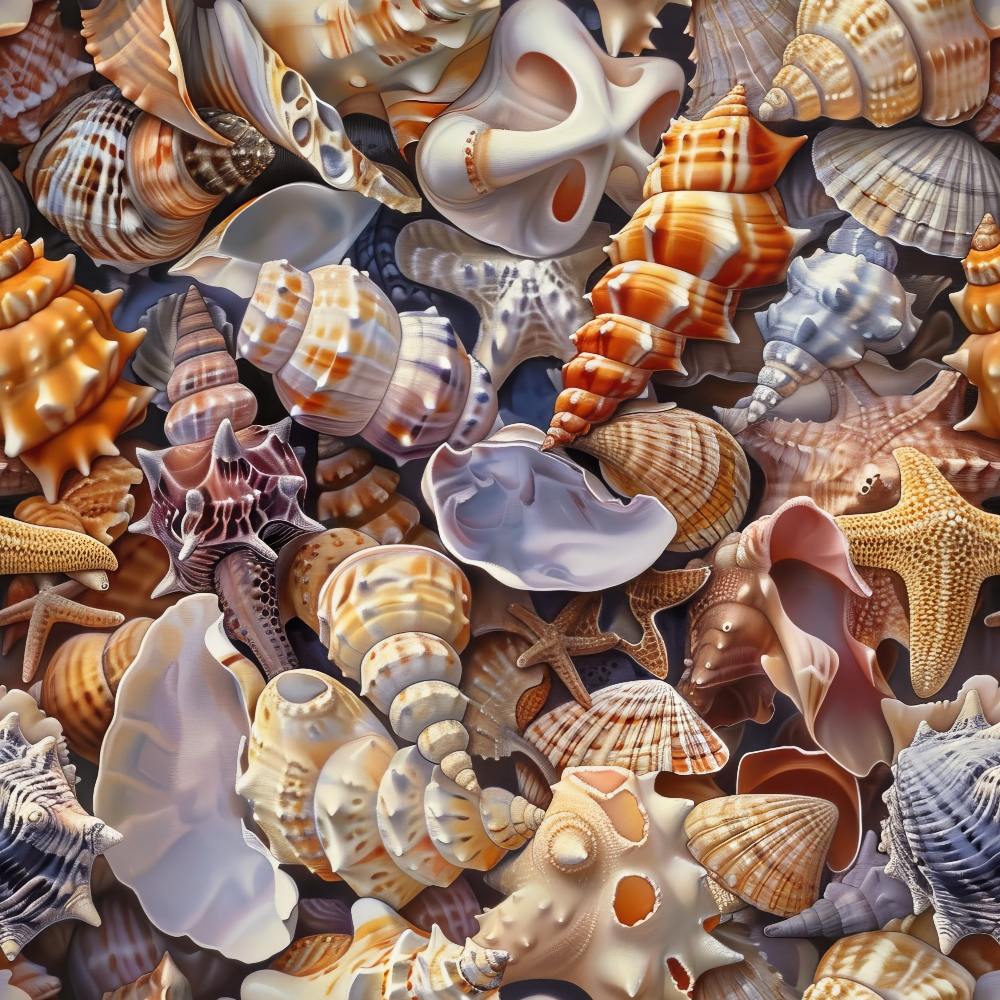 Packed Sea Shells Quilting Cotton Fabric – FabricMegaStore.com