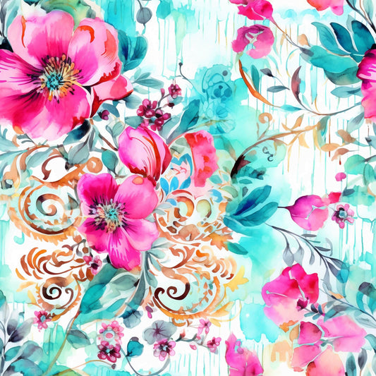 Paisley Boho Turquoise Pattern 10 Quilting Cotton Fabric