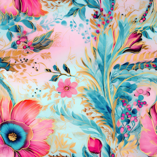 Paisley Boho Turquoise Pattern 11 Quilting Cotton Fabric