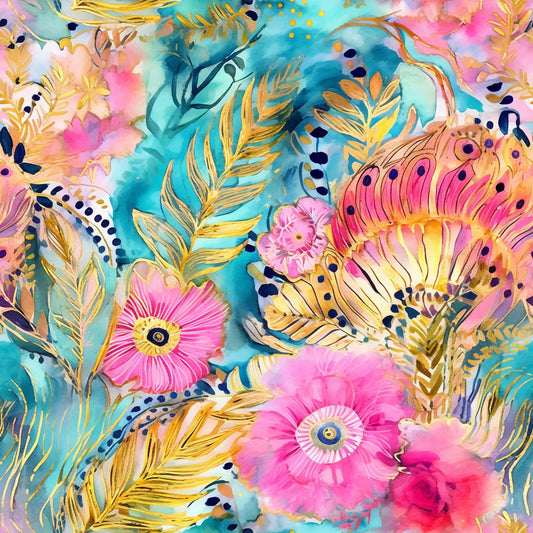 Paisley Boho Turquoise Pattern 13 Quilting Cotton Fabric