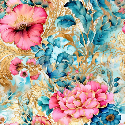 Paisley Boho Turquoise Pattern 14 Quilting Cotton Fabric