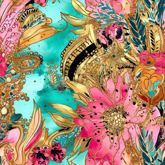 Paisley Boho Turquoise Pattern 15 Quilting Cotton Fabric
