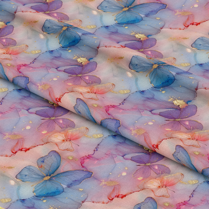 Pastel Alcohol Ink Butterfly Pattern 11 Quilting Cotton Fabric