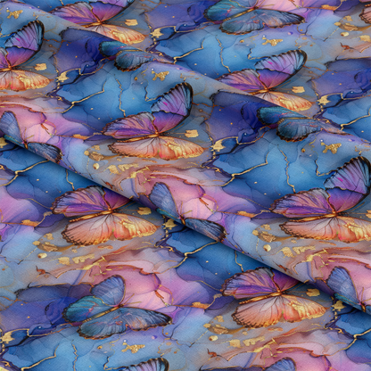 Pastel Alcohol Ink Butterfly Pattern 1 Quilting Cotton Fabric