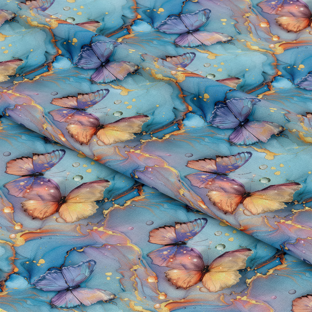 Pastel Alcohol Ink Butterfly Pattern 5 Quilting Cotton Fabric