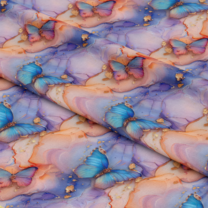 Pastel Alcohol Ink Butterfly Pattern 8 Quilting Cotton Fabric