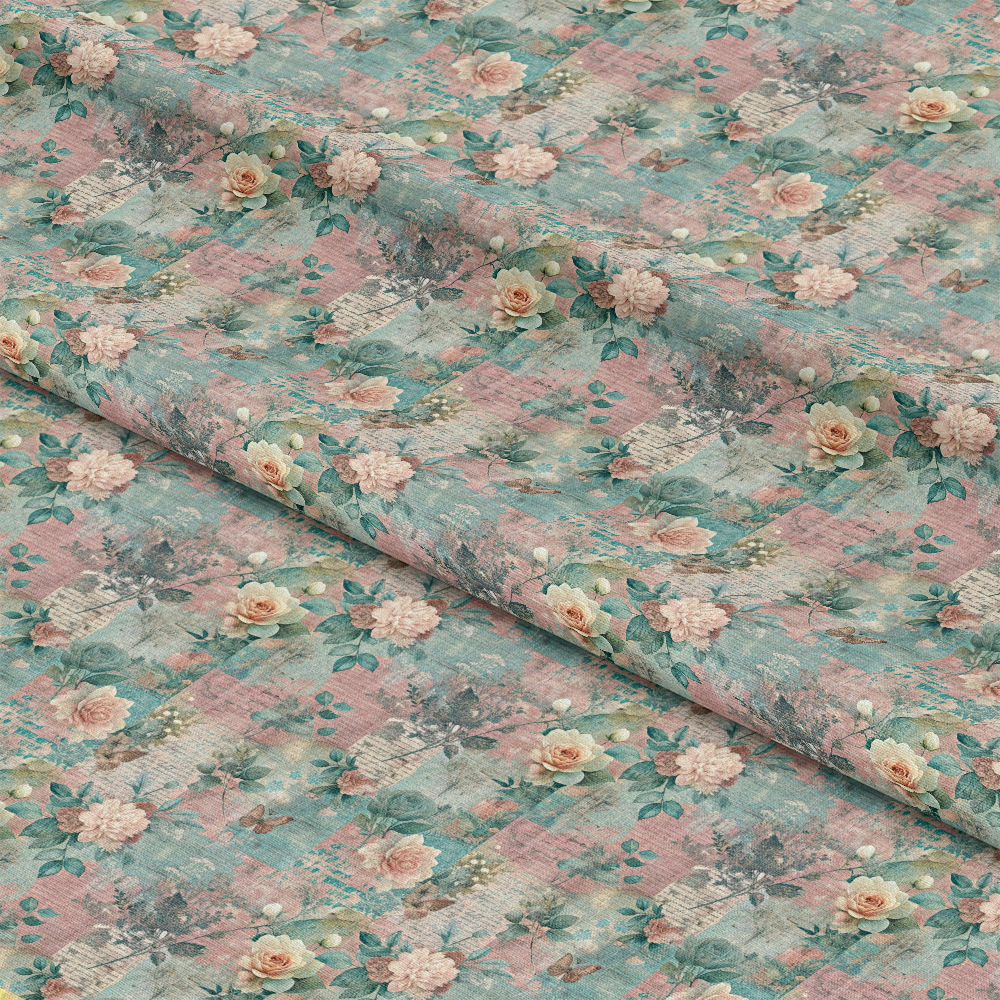 - Pastel Grunge Nostalgia Pattern 7 Quilting Cotton Fabric  
- Floral  
- Roses  
- Leaves  
- Pink  
- Teal  
- Soft blue  
- Vintage  
- Distressed  
- Textured  
- Cotton  
- Yardage  
- Quilting  
- Fabric  
- Decorative  
- Artistic