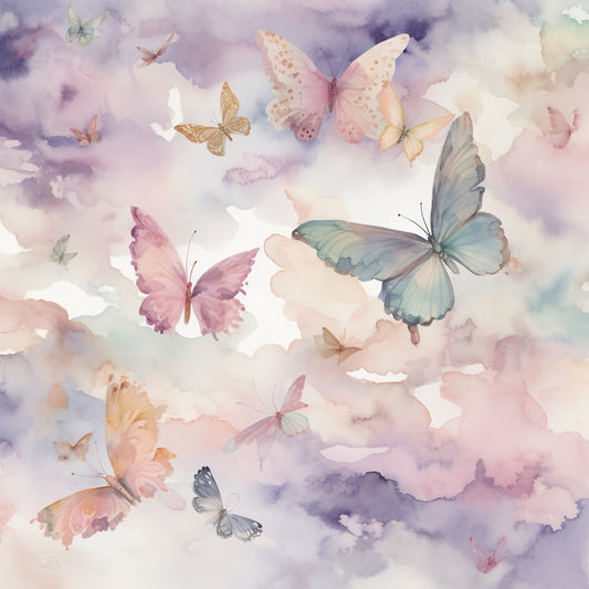 Pastel Butterfly Heaven Pattern 1 Quilting Cotton Fabric