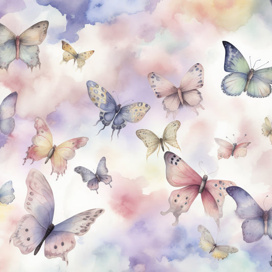 Pastel Butterfly Heaven Pattern 2 Quilting Cotton Fabric