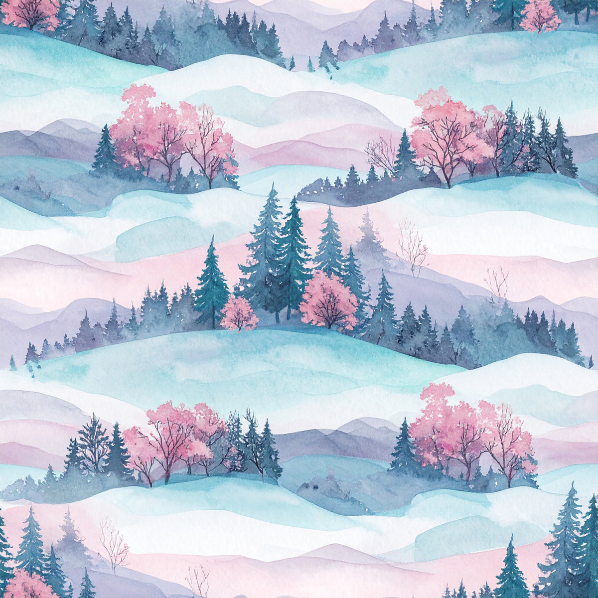 Pastel Christmas Wonderland Pattern 10 Quilting Cotton Fabric