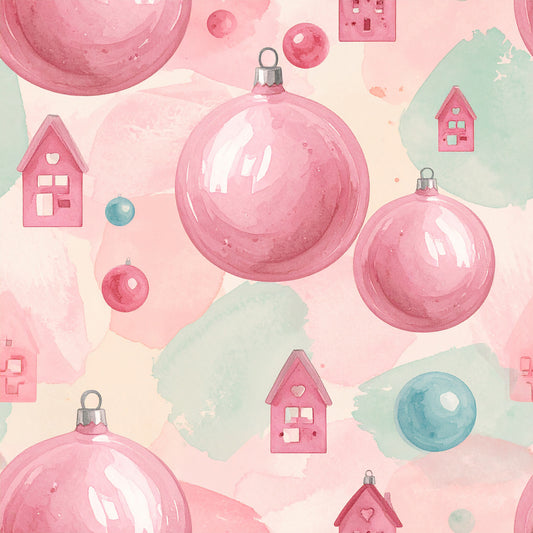 Pastel Christmas Wonderland Pattern 17 Quilting Cotton Fabric