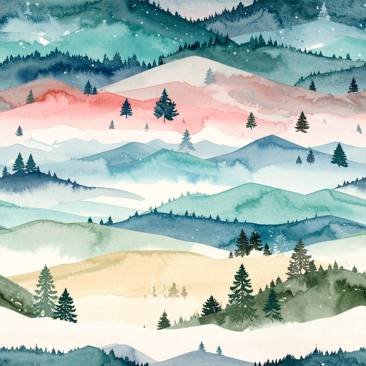 Pastel Christmas Wonderland Pattern 22 Quilting Cotton Fabric