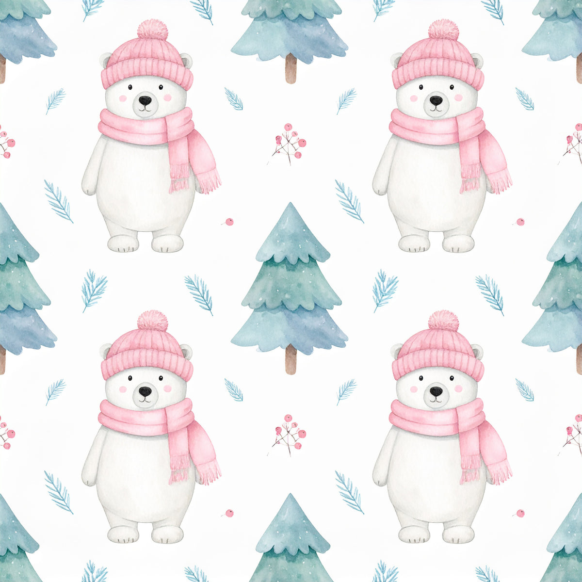 Pastel Christmas Wonderland Pattern 6 Quilting Cotton Fabric